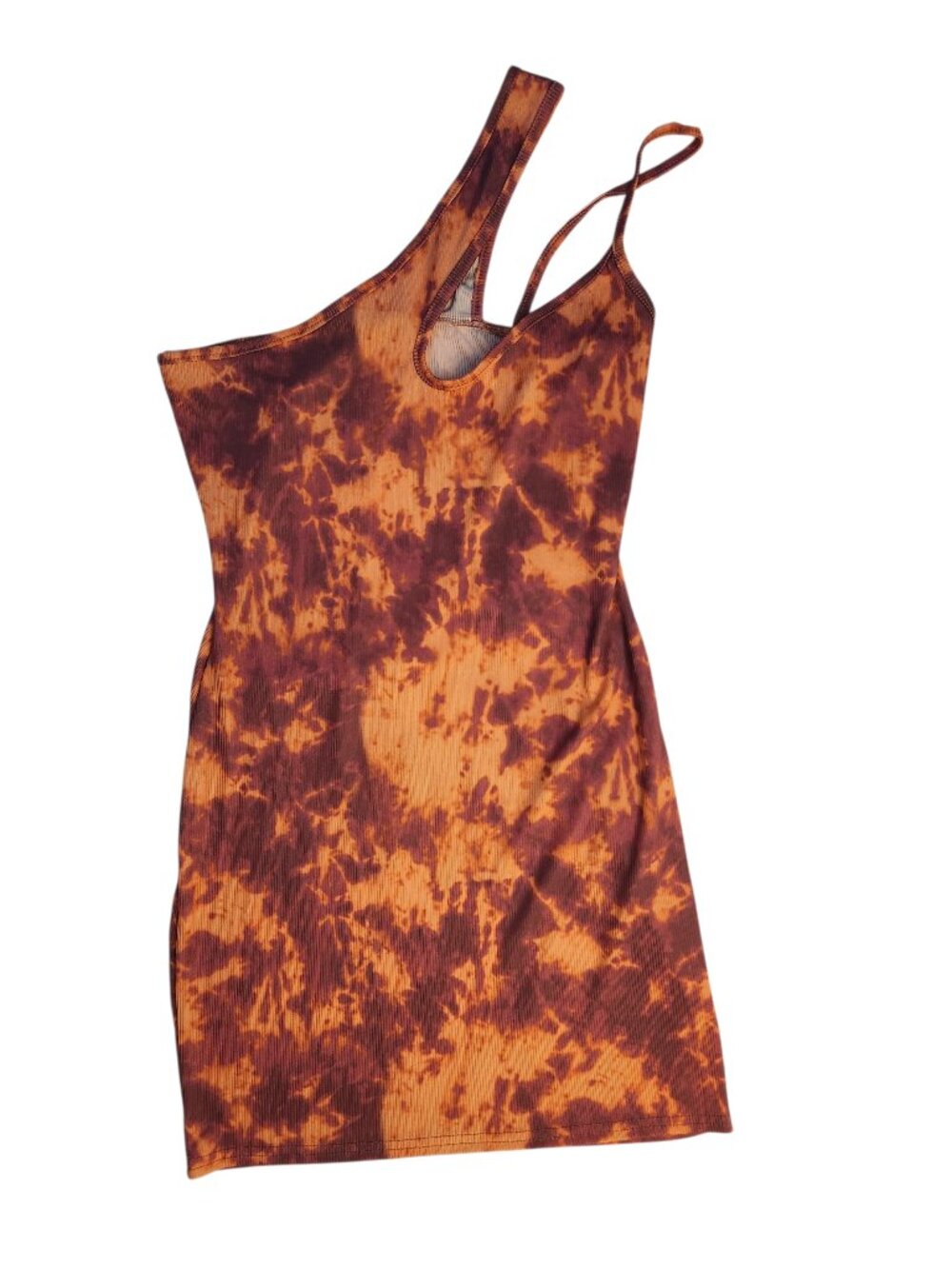 Prettylittlething One Shoulder Cut Out Tye Dye Mini Dress Size 6 Purple Orange